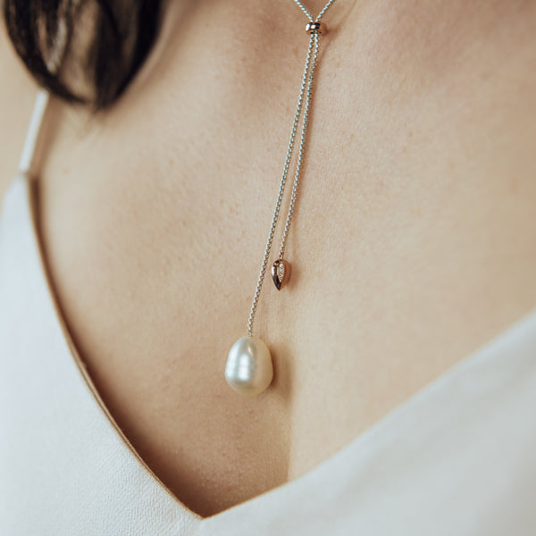 Penta Luce Champagne Diamond + Pearl Necklace / Rose