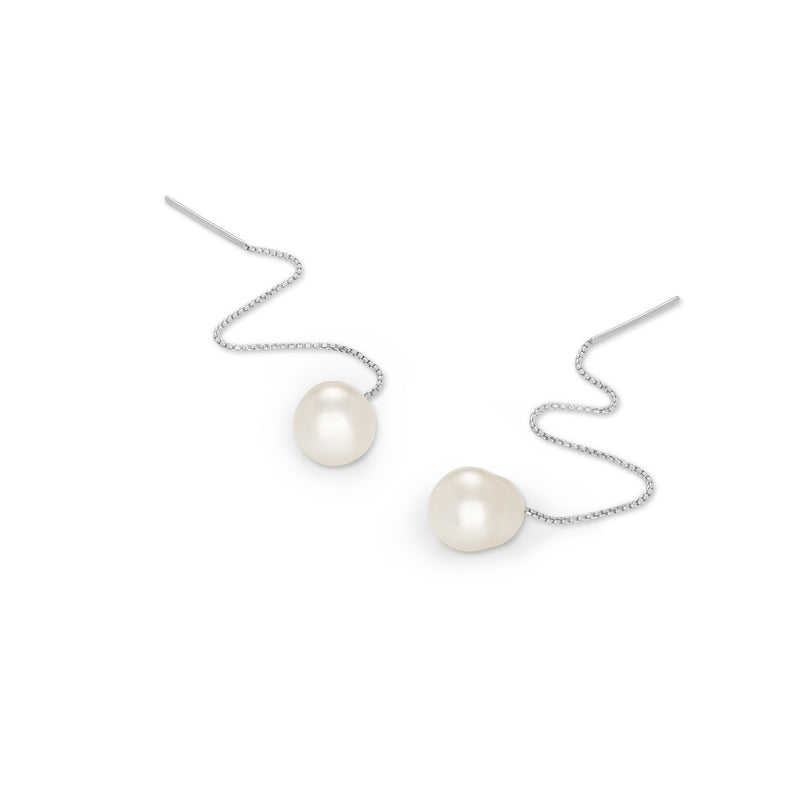 Filo Luce Silver Pearl Earrings / White