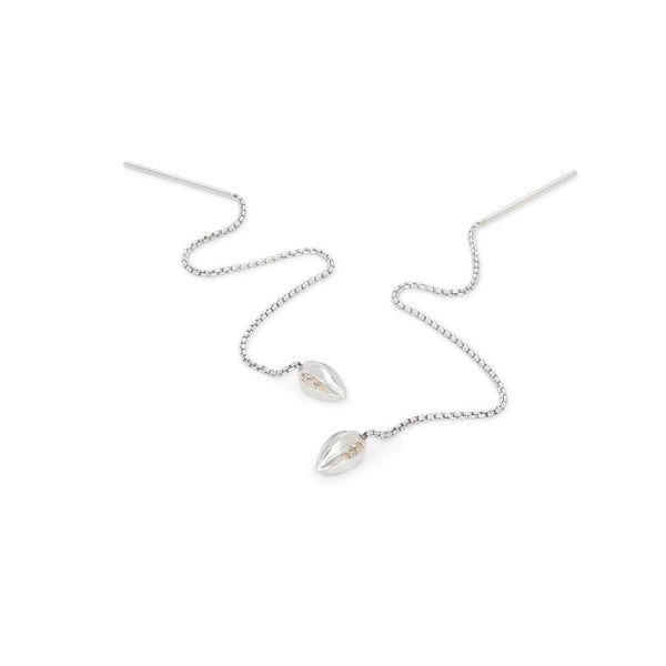 Penta Filo Silver Champagne Diamond Earrings / White