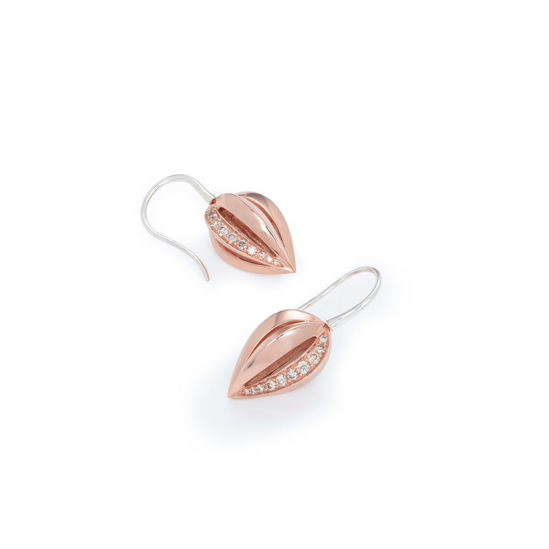Penta Giro Silver Champagne Diamond Earrings / Rose