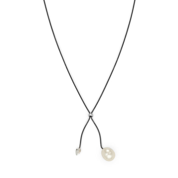 Penta Luce Champagne Diamond + South Sea Pearl  Necklace / Black & White