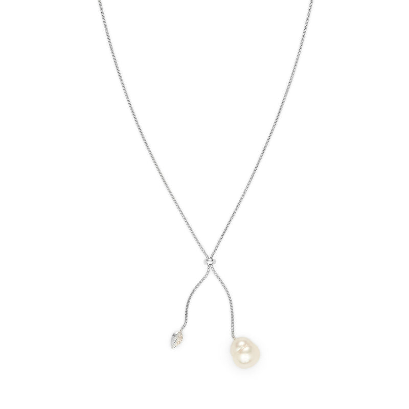 Penta Luce Champagne Diamond + Pearl Necklace / White