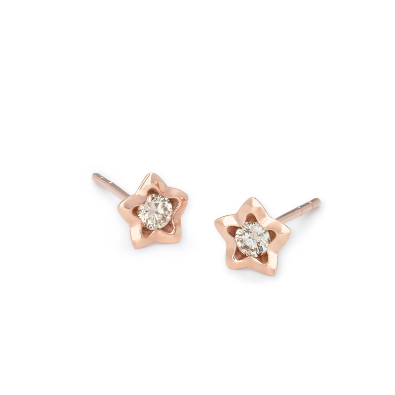 Penta Miele Silver + Champagne Diamond Earrings / Rose