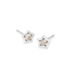 Penta Miele Silver + Champagne Diamond Earrings / White