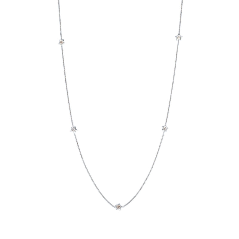 Penta Miele Silver + Champagne Diamond Necklace / White